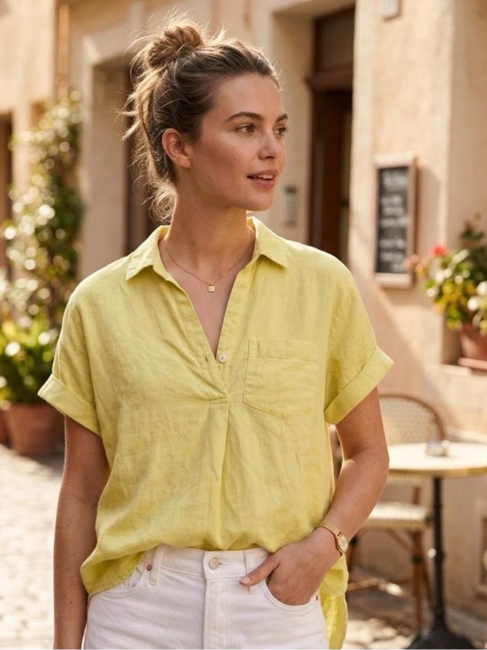 Madewell Linen-Blend Swenson Popover Shirt